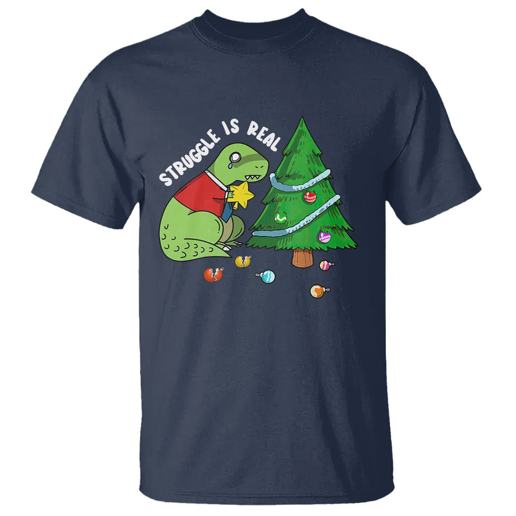 Christmas T Shirt Struggle Is Real T-Rex Christmas Tree Star TS09 Printyourwear