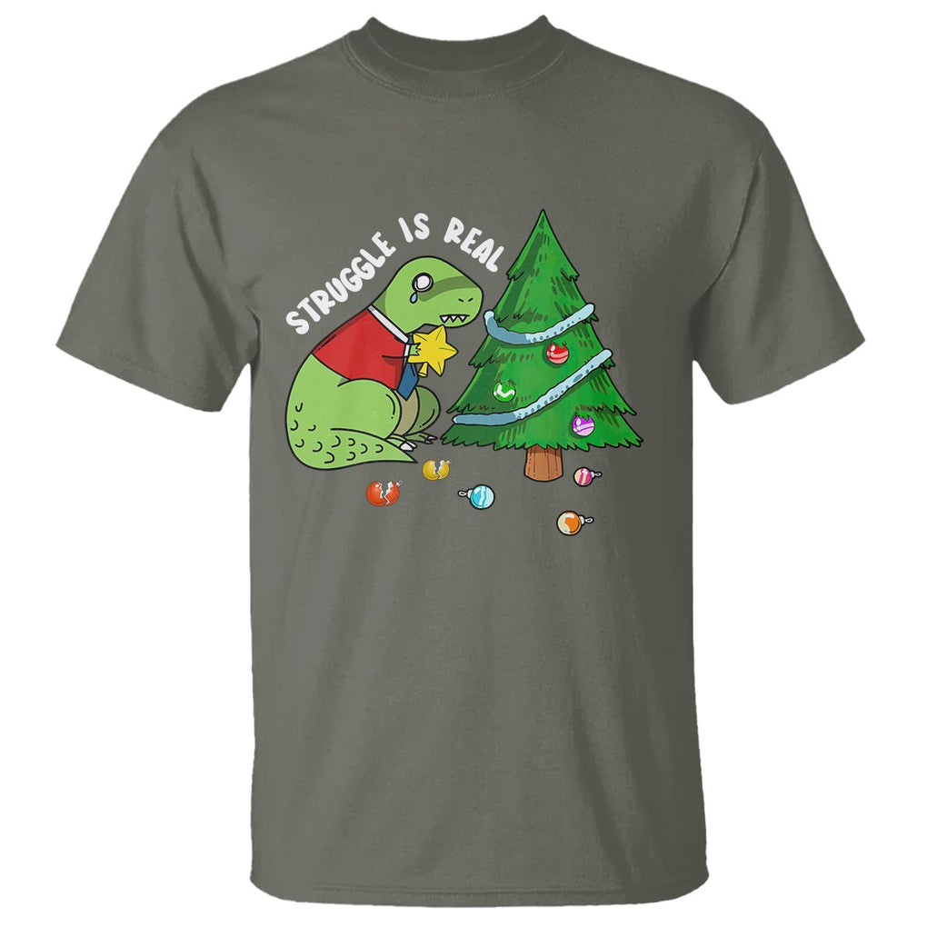 Christmas T Shirt Struggle Is Real T-Rex Christmas Tree Star TS09 Printyourwear