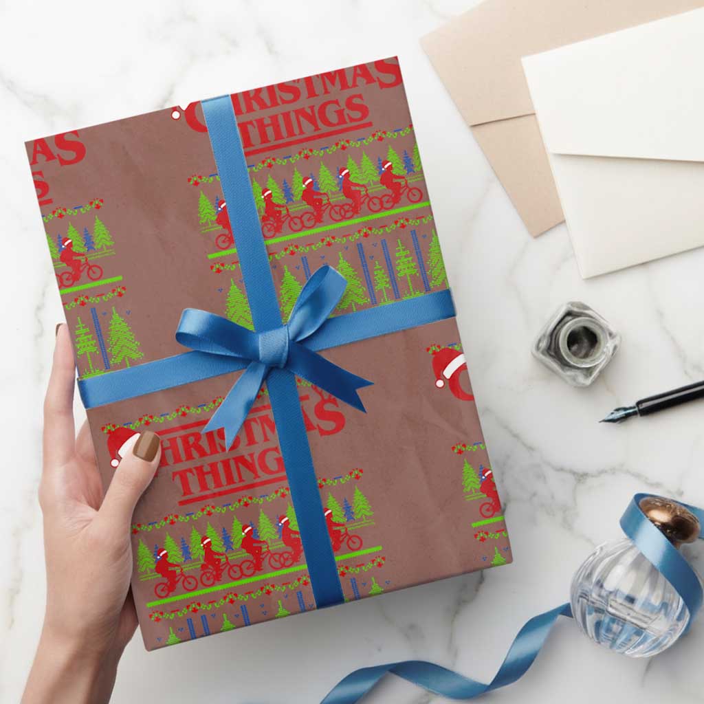Christmas Things Wrapping Paper Roll Vintage Movie TV Series Retro TS10 Mocha Print Your Wear