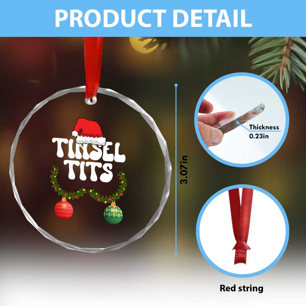 Christmas Tinsel Tits Crystal Glass Ornament Funny Xmas Couple Matching TS11 Print Your Wear