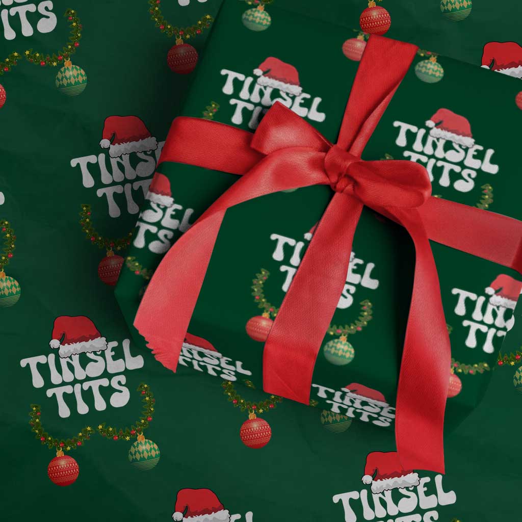 Christmas Tinsel Tits Wrapping Paper Roll Funny Xmas Couple Matching TS11 Green Print Your Wear