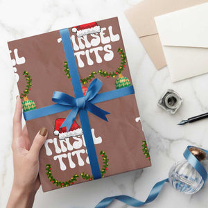Christmas Tinsel Tits Wrapping Paper Roll Funny Xmas Couple Matching TS11 Mocha Print Your Wear