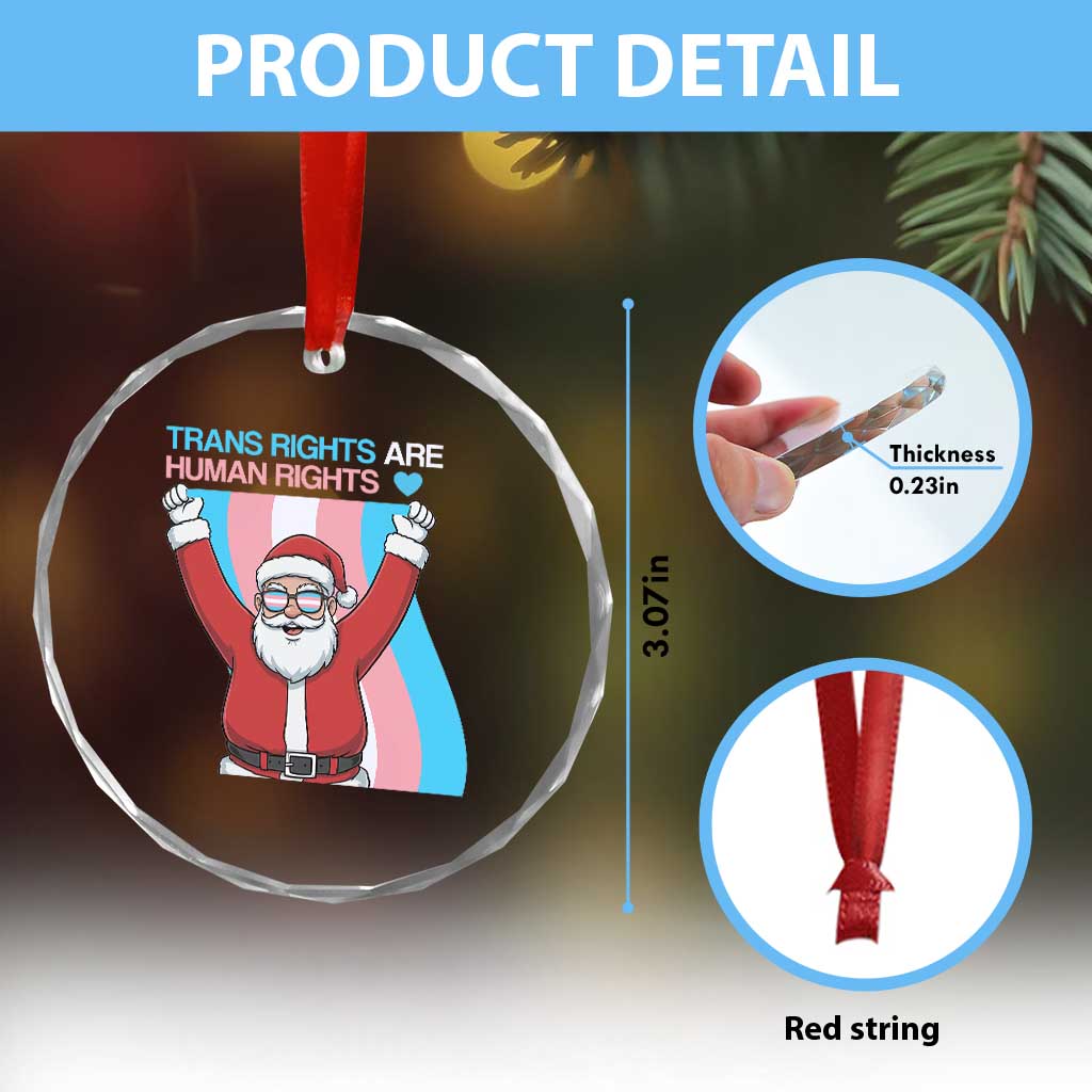 Christmas Trans Rights Are Human Rights Crystal Glass Ornament LGBTQ Advocate TS12 Print Your Wear