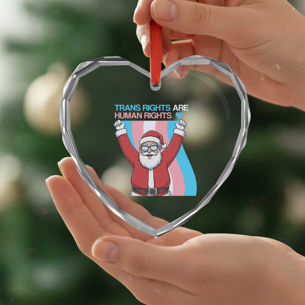 Christmas Trans Rights Are Human Rights Heart Crystal Glass Ornament LGBTQ Advocate TS12 Print Your Wear