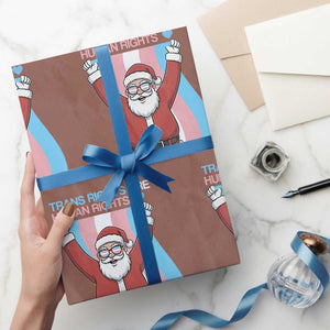 Christmas Trans Rights Are Human Rights Wrapping Paper Roll LGBTQ Advocate TS12 Mocha Print Your Wear