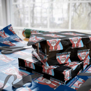 Christmas Trans Rights Are Human Rights Wrapping Paper Roll LGBTQ Advocate TS12 Black Print Your Wear