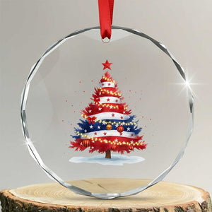 Christmas Tree American Flag Patriotic Crystal Glass Ornament TS14 Transparent Glass 3'' Circle Print Your Wear