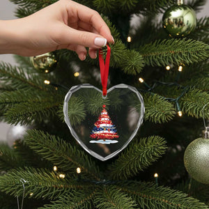 Christmas Tree American Flag Patriotic Heart Crystal Glass Ornament TS14 Print Your Wear