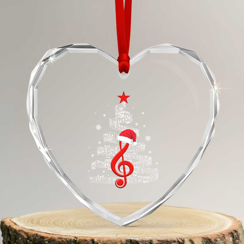 Christmas Tree Music Heart Crystal Glass Ornament Musician Music Lover Gift TS10 Transparent Glass 3'' Heart Print Your Wear