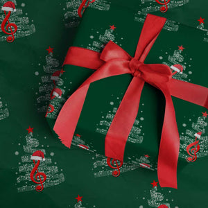 Christmas Tree Music Wrapping Paper Roll Musician Music Lover Gift TS10 Green Print Your Wear