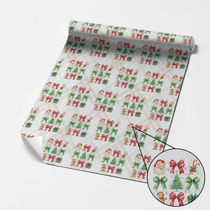 Christmas Tree Retro Coquette Bow Wrapping Paper Roll Santa Claus Candy Festive Xmas Vibes TS02 Christmas Plaid Print Your Wear