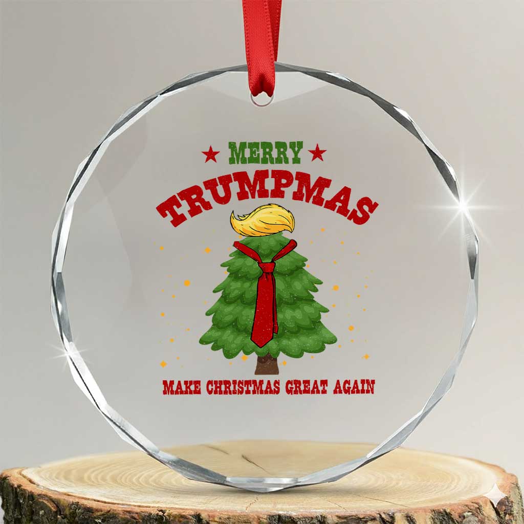 Christmas Trump Crystal Glass Ornament Merry Trumpmas Make Christmas Great Again TS09 Transparent Glass 3'' Circle Print Your Wear
