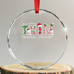 Christmas Twin Mama Claus Crystal Glass Ornament Pregnancy Announcement TS10 Transparent Glass 3'' Circle Print Your Wear