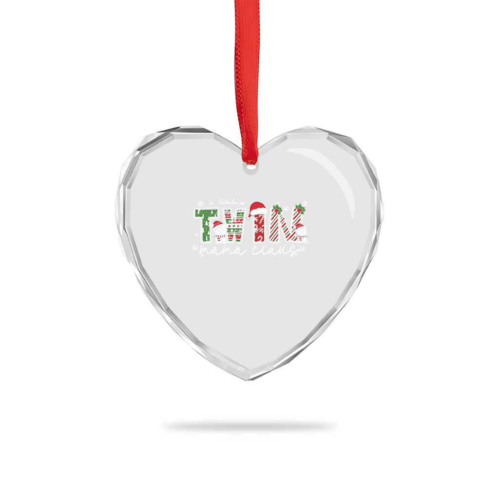 Christmas Twin Mama Claus Heart Crystal Glass Ornament Pregnancy Announcement TS10 Print Your Wear