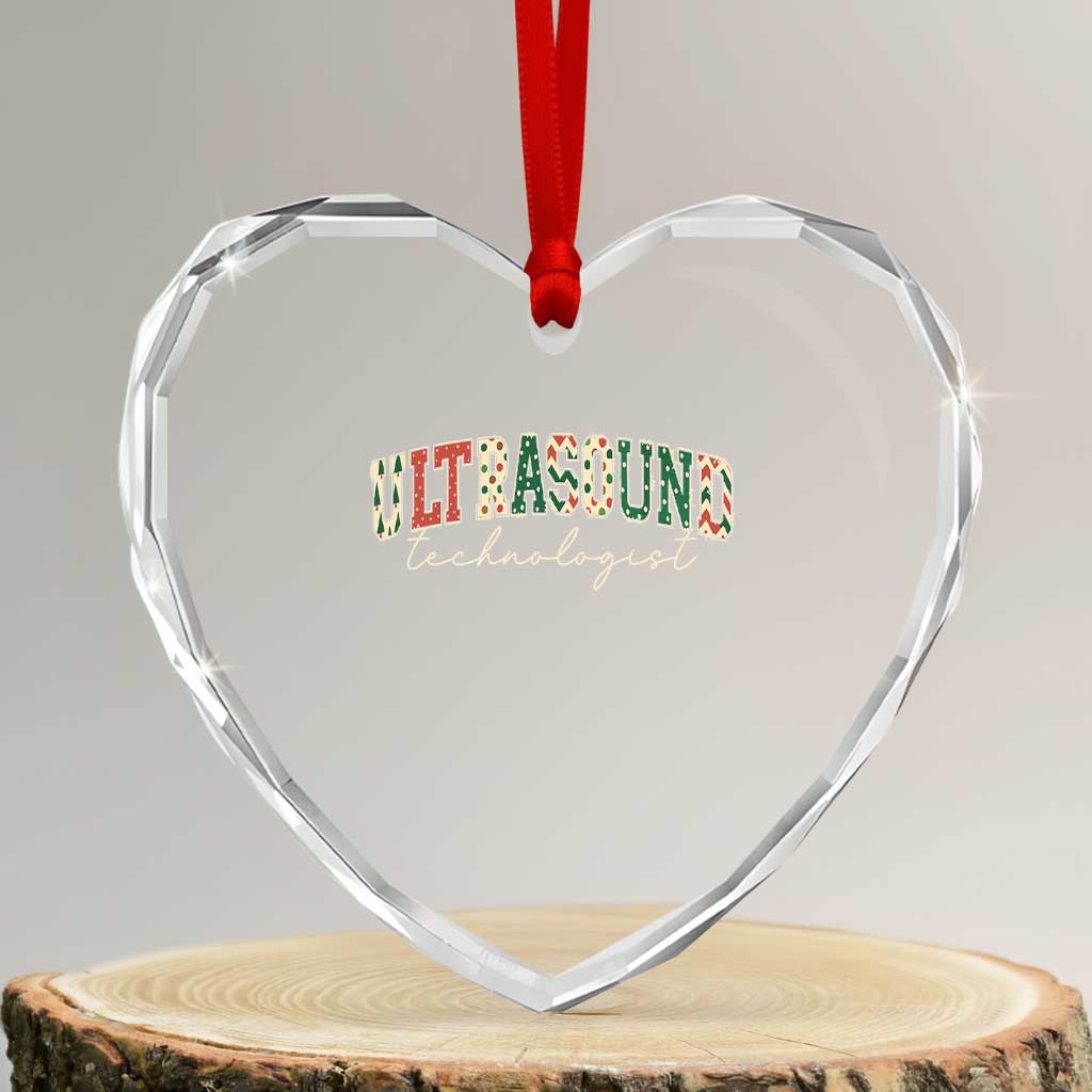 Christmas Ultrasound Technologist Heart Crystal Glass Ornament Sonographer Sonography Student Gift TS10 Transparent Glass 3'' Heart Print Your Wear
