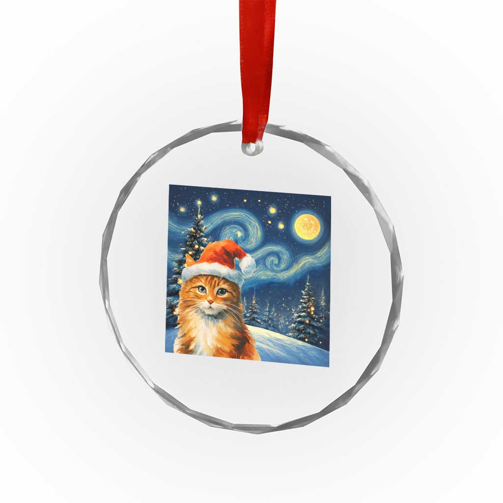Christmas Van Gogh Cat Crystal Glass Ornament TS12 Print Your Wear