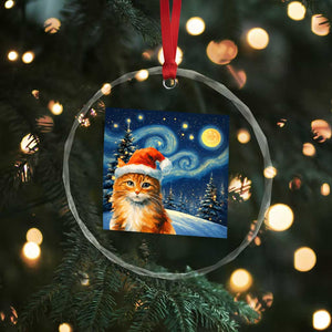 Christmas Van Gogh Cat Crystal Glass Ornament TS12 Print Your Wear