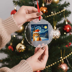 Christmas Van Gogh Cat Crystal Glass Ornament TS12 Print Your Wear