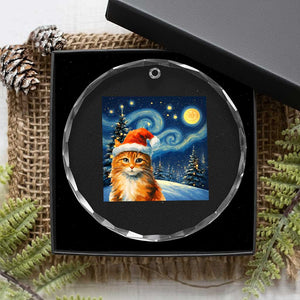 Christmas Van Gogh Cat Crystal Glass Ornament TS12 Print Your Wear