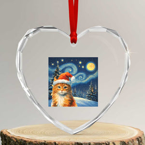 Christmas Van Gogh Cat Heart Crystal Glass Ornament TS12 Transparent Glass 3'' Heart Print Your Wear