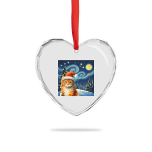 Christmas Van Gogh Cat Heart Crystal Glass Ornament TS12 Print Your Wear