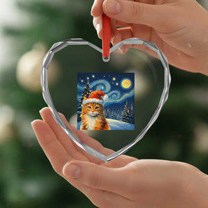 Christmas Van Gogh Cat Heart Crystal Glass Ornament TS12 Print Your Wear