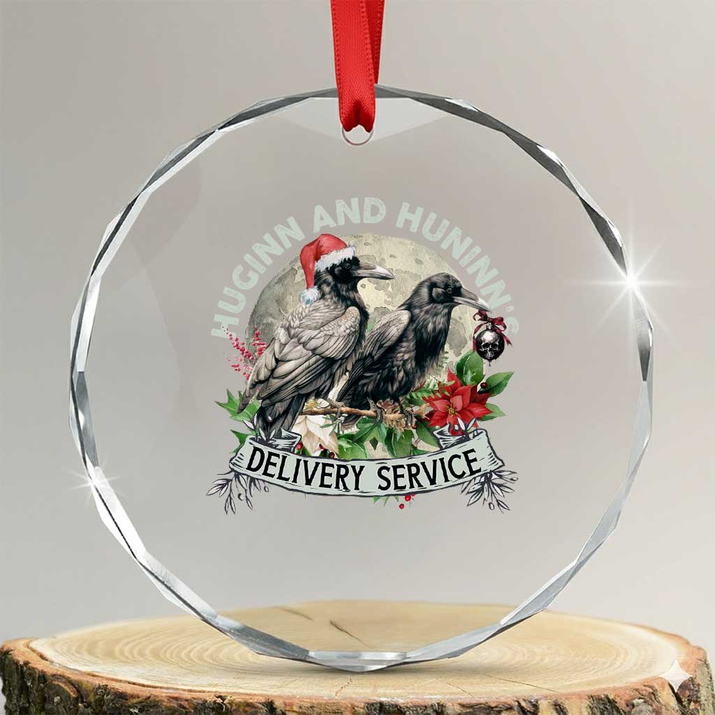 Christmas Viking Crystal Glass Ornament Huginn And Hunninn's Delivery Service Raven TS11 Transparent Glass 3'' Circle Print Your Wear