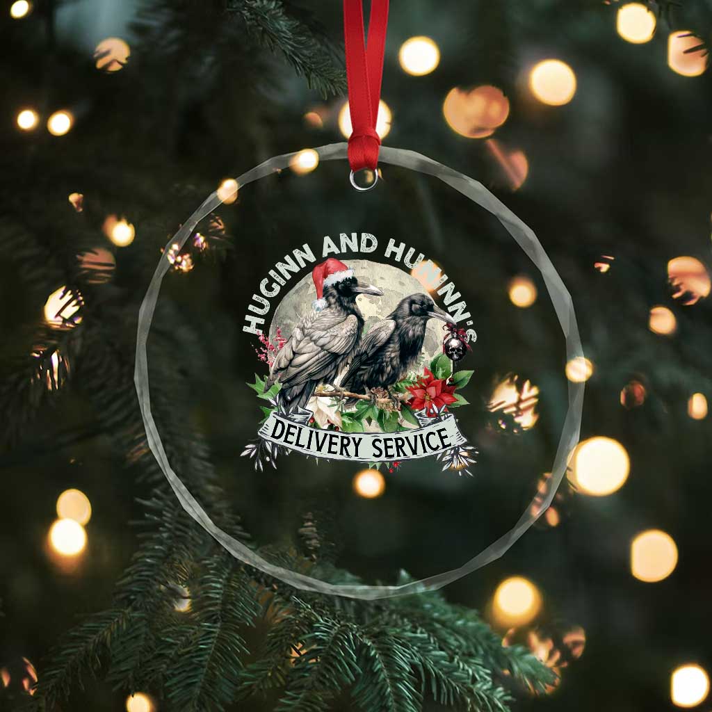 Christmas Viking Crystal Glass Ornament Huginn And Hunninn's Delivery Service Raven TS11 Print Your Wear