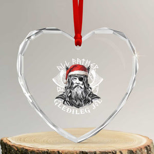 Christmas Viking Heart Crystal Glass Ornament All Father Gledileg Jol Vintage Santa Odin TS11 Transparent Glass 3'' Heart Print Your Wear