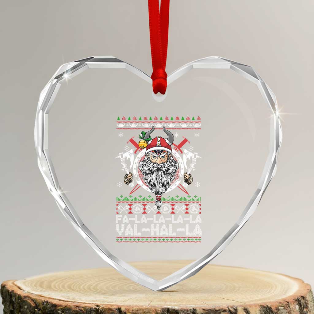 Christmas Viking Heart Crystal Glass Ornament Fa La La La La Val Hal La Santa Viking Warriors TS11 Transparent Glass 3'' Heart Print Your Wear