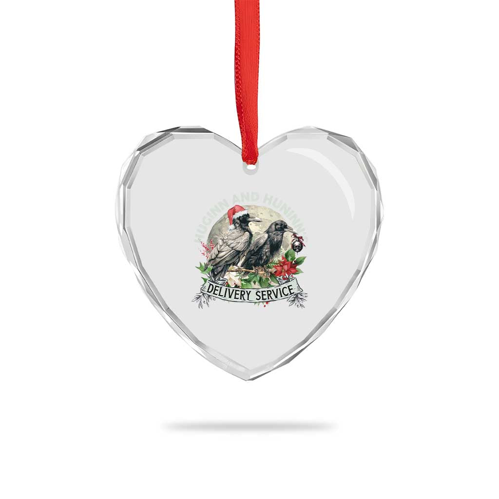 Christmas Viking Heart Crystal Glass Ornament Huginn And Hunninn's Delivery Service Raven TS11 Print Your Wear
