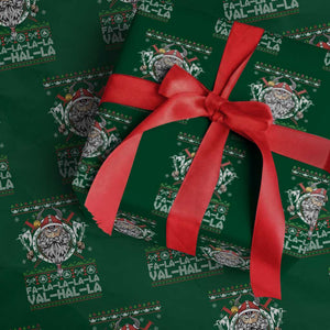 Christmas Viking Wrapping Paper Roll Fa La La La La Val Hal La Santa Viking Warriors TS11 Green Print Your Wear