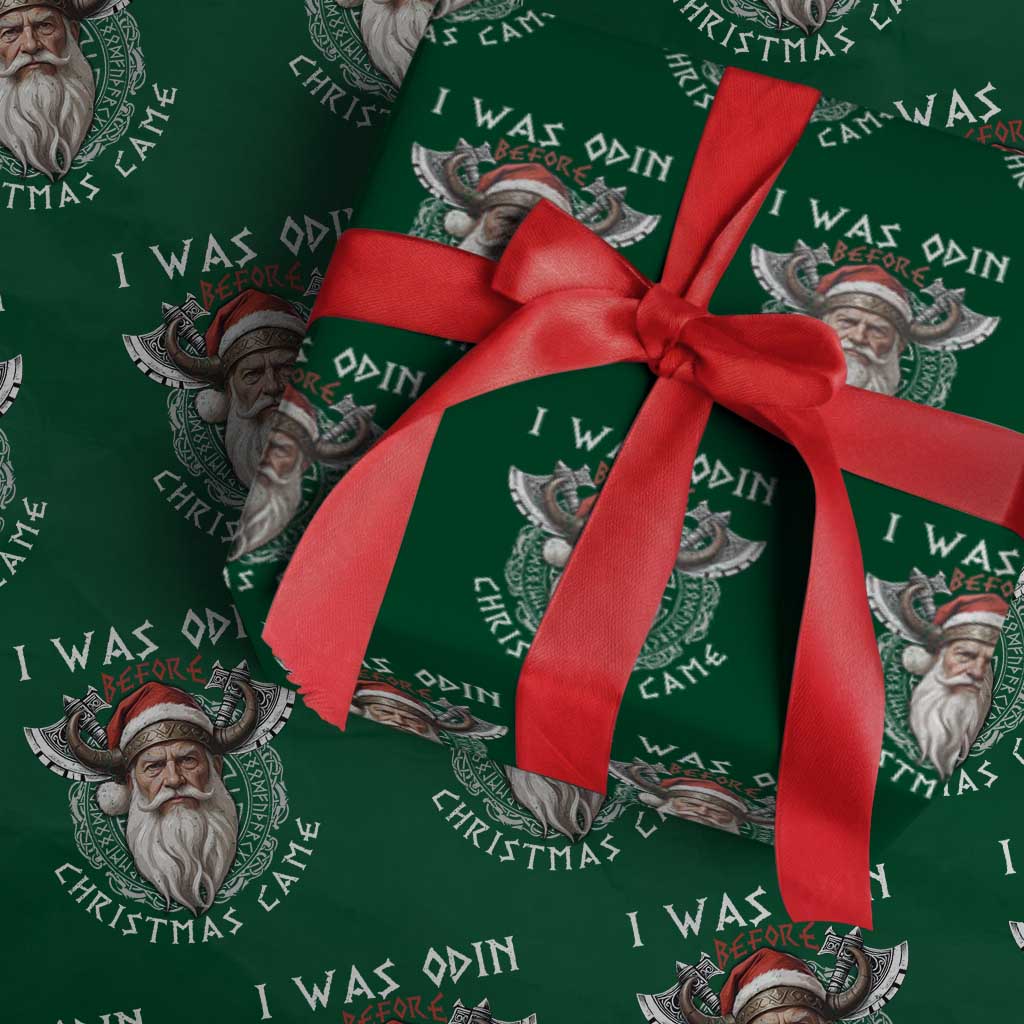 Christmas Viking Wrapping Paper Roll I Was Odin Before Christmas Came Santa Viking Warriors Xmas TS11 Green Print Your Wear
