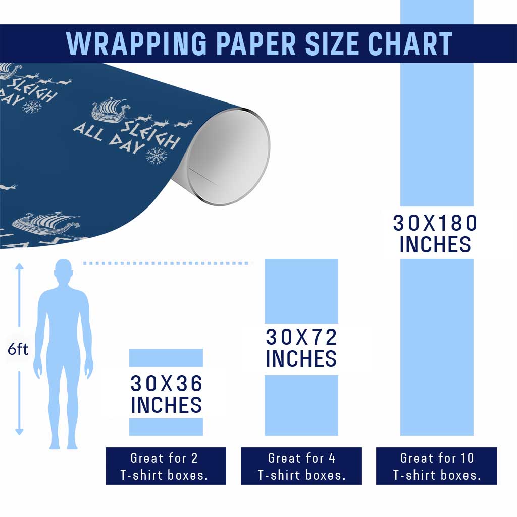 Christmas Viking Wrapping Paper Roll Sleigh All Day Reindeers Longships TS11 Print Your Wear