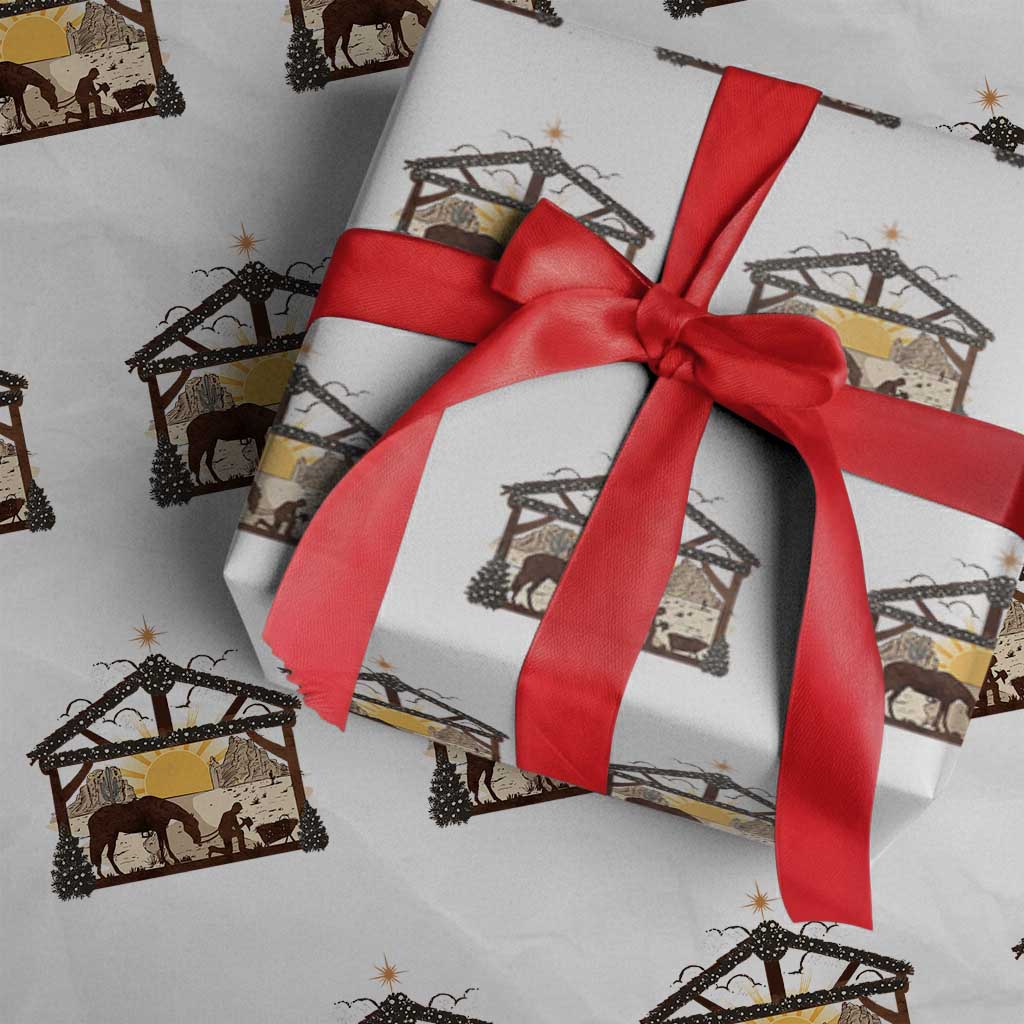 Christmas Western Wrapping Paper Roll True Story Jesus Cowboy Nativity Scene TS11 White Print Your Wear