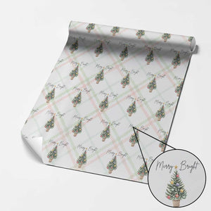Christmas Wrapping Paper Roll Merry And Bright Retro Xmas Tree TS11 Christmas Plaid Print Your Wear