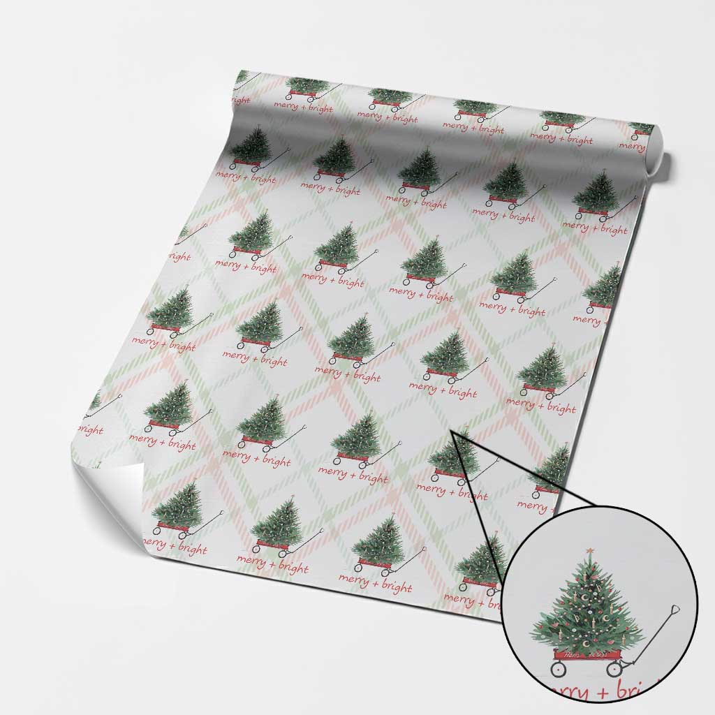 Christmas Wrapping Paper Roll Merry And Bright Retro Xmas Tree Wagon TS11 Christmas Plaid Print Your Wear