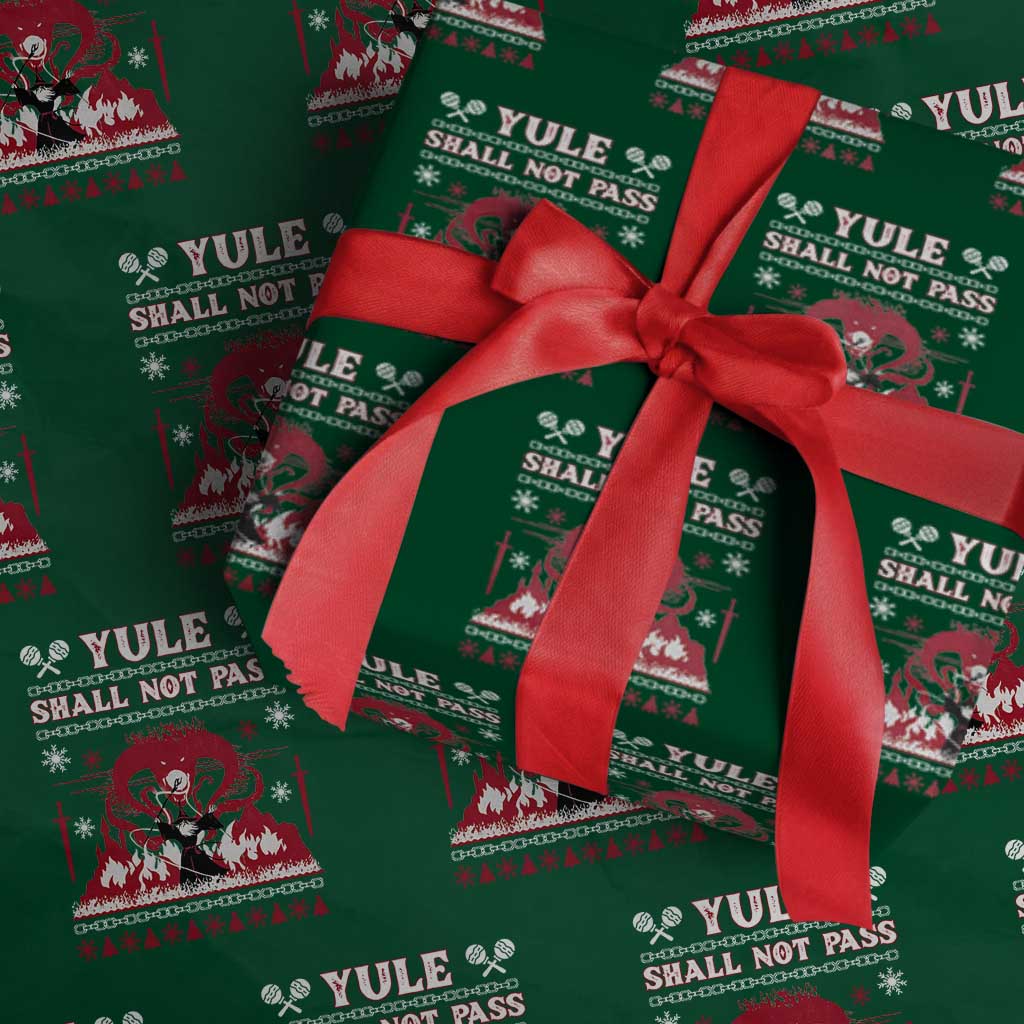 Christmas Yule Shall Not Pass Wrapping Paper Roll Fantasy Movie Ugly Xmas TS10 Green Print Your Wear