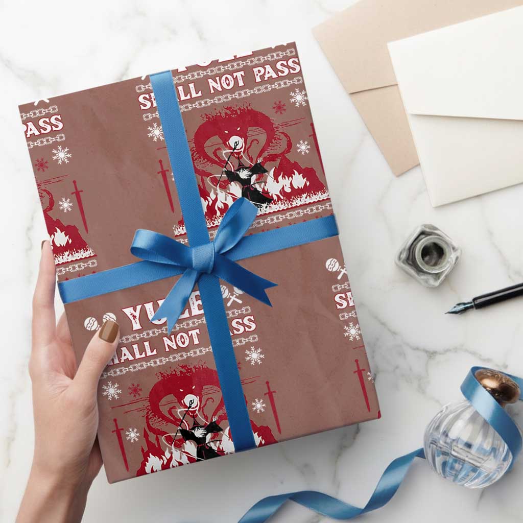 Christmas Yule Shall Not Pass Wrapping Paper Roll Fantasy Movie Ugly Xmas TS10 Mocha Print Your Wear