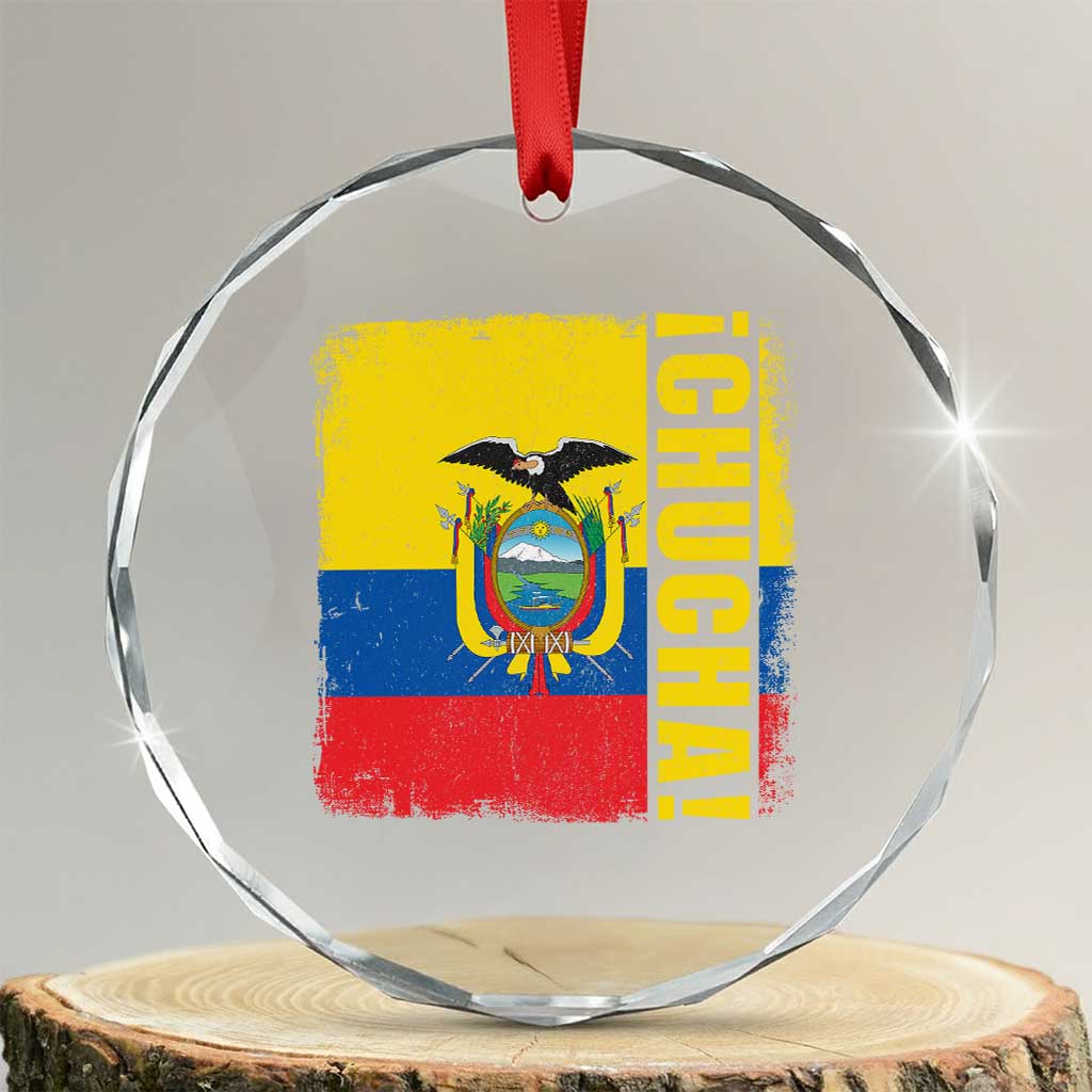 Chucha Funny Ecuadorian Slang Vintage Ecuador Flag Crystal Glass Ornament TS11 Transparent Glass 3'' Circle Print Your Wear
