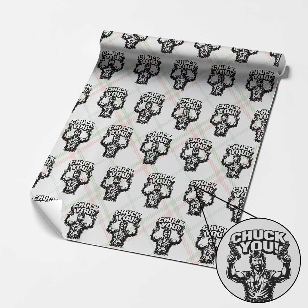 Chuck You Funny Action Legend Wrapping Paper Roll Tough Guy Meme Dual Guns Retro Humor for Patriotic Fans TS02 Christmas Plaid Print Your Wear