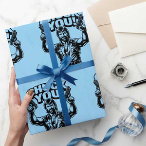 Chuck You Funny Action Legend Wrapping Paper Roll Tough Guy Meme Dual Guns Retro Humor for Patriotic Fans TS02 Light Blue Print Your Wear