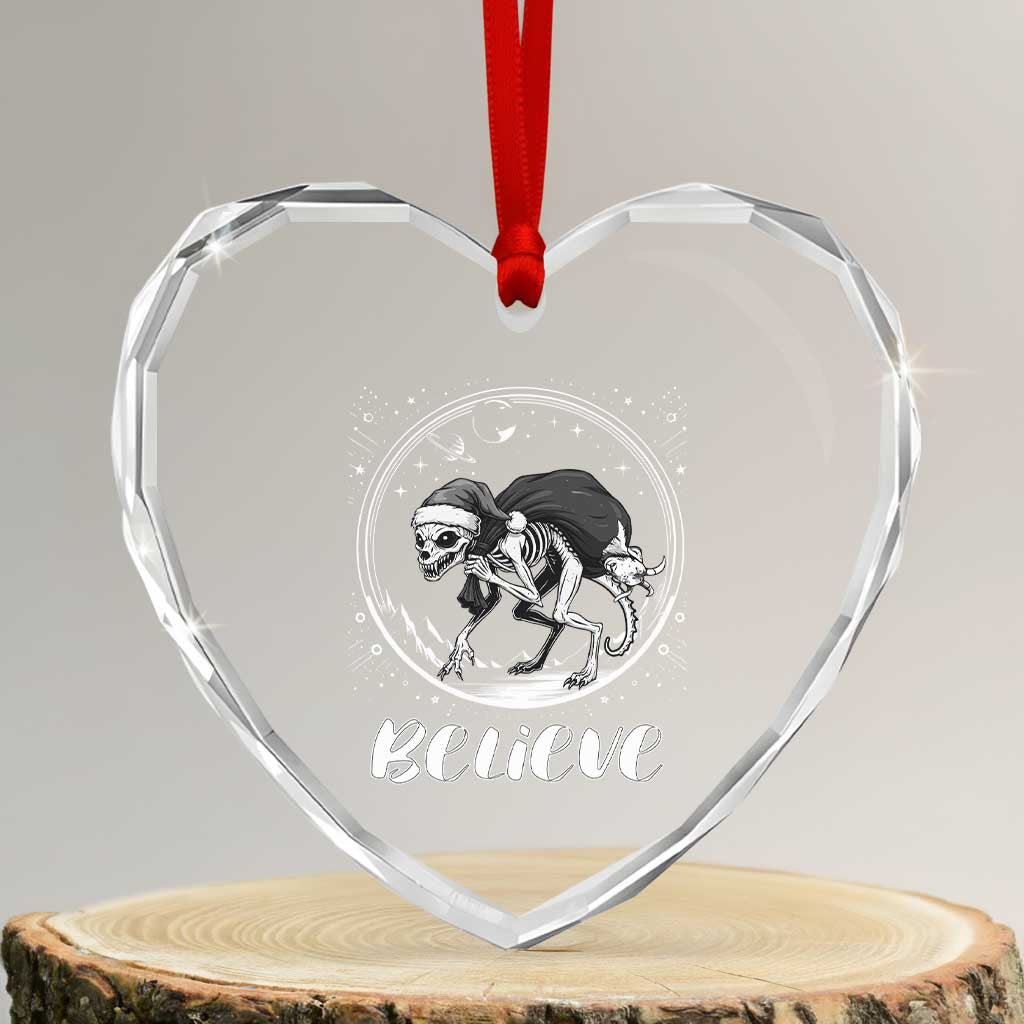 Chupacabra Heart Crystal Glass Ornament Funny Believe Christmas Cryptid Gift TS12 Transparent Glass 3'' Heart Print Your Wear