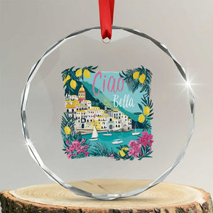 Ciao Bella Italy Amalfi Coast Crystal Glass Ornament Lemons and Florals Nostalgic Village TS02 Transparent Glass 3'' Circle Print Your Wear