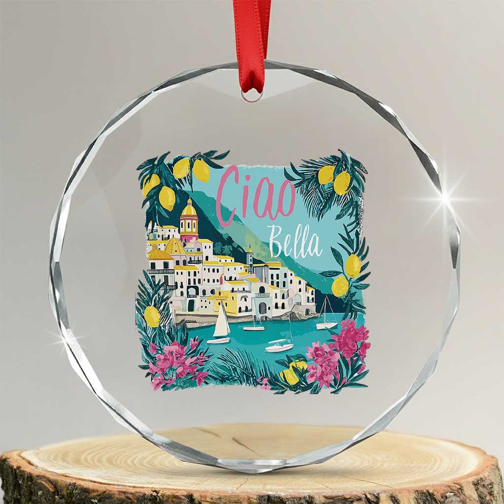 Ciao Bella Italy Amalfi Coast Crystal Glass Ornament Lemons and Florals Nostalgic Village TS02 Transparent Glass 3'' Circle Print Your Wear