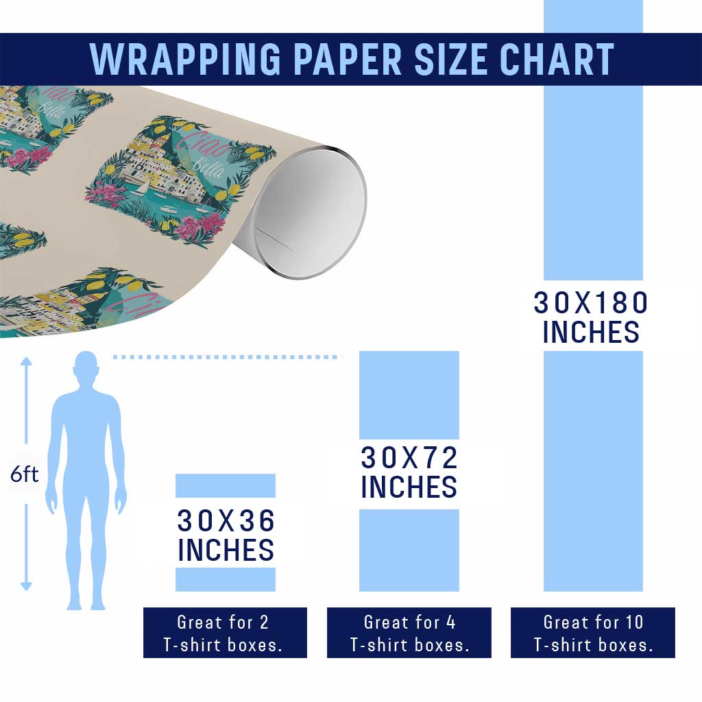 Ciao Bella Italy Amalfi Coast Wrapping Paper Roll Lemons and Florals Nostalgic Village TS02 Print Your Wear