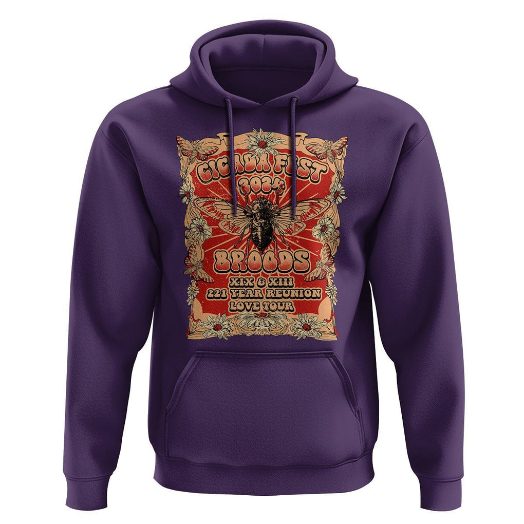 Cicada Fest 2024 Hoodie Broods XIII & XIX 221 Year Reunion Tour TS09 Purple Print Your Wear