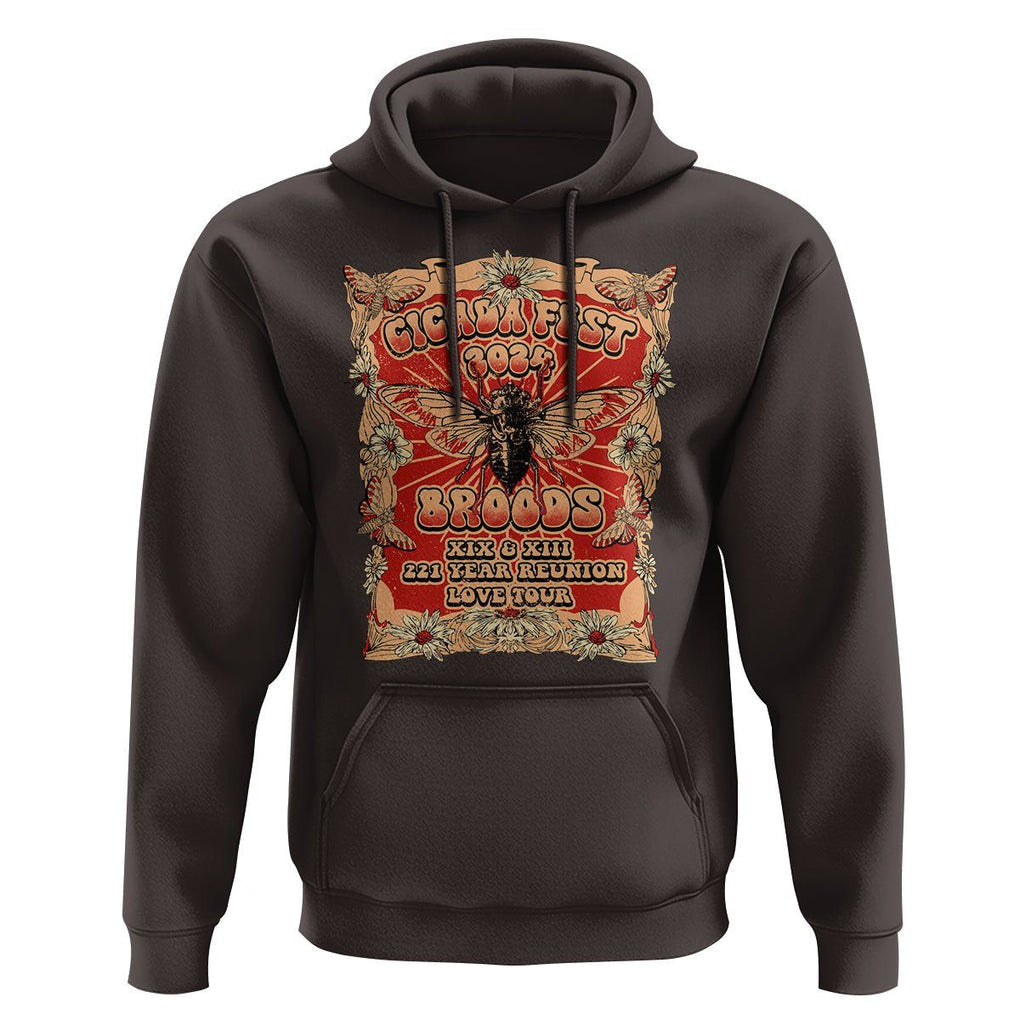 Cicada Fest 2024 Hoodie Broods XIII & XIX 221 Year Reunion Tour TS09 Dark Chocolate Print Your Wear