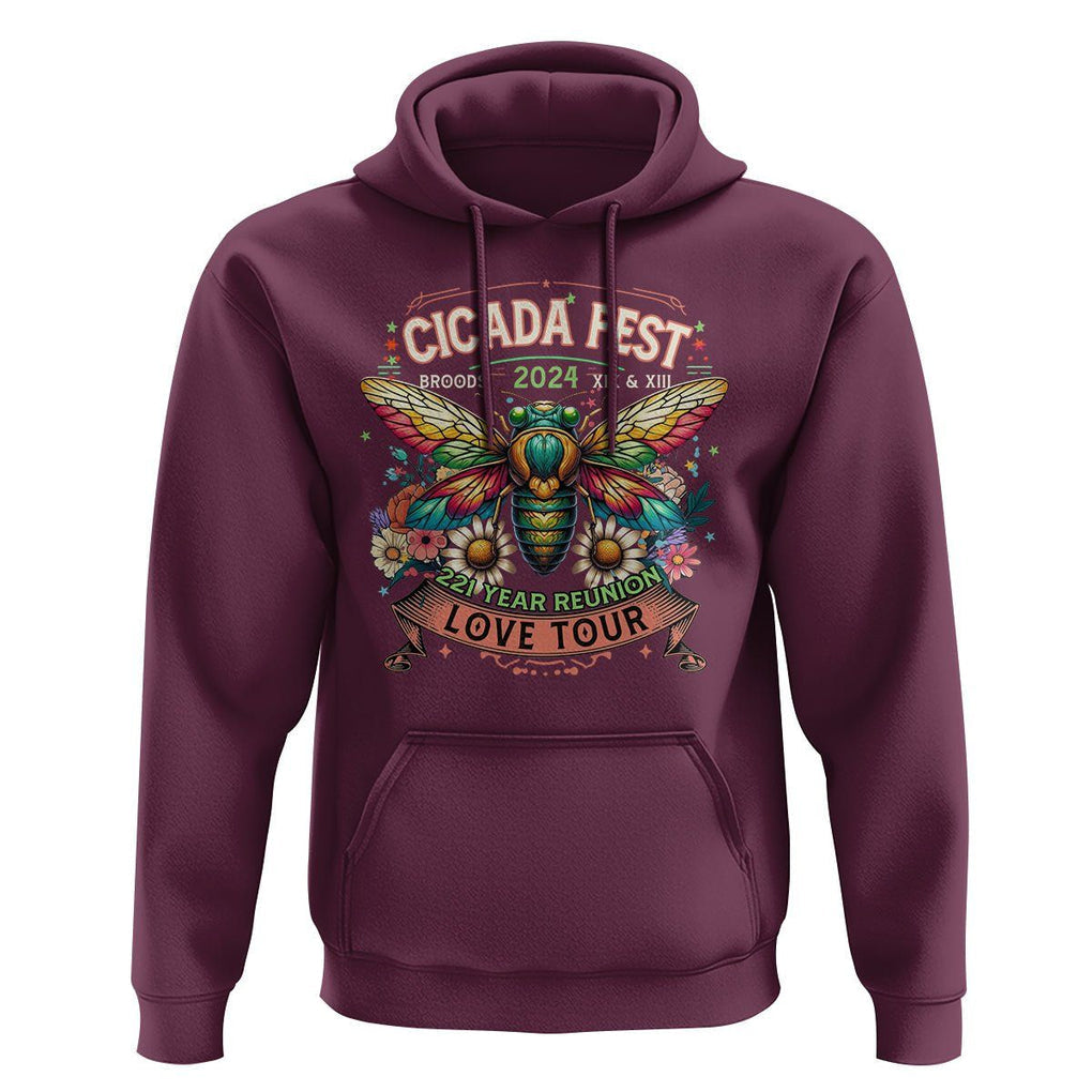Cicada Fest 2024 Hoodie Broods XIII & XIX 221 Year Reunion Tour TS09 Maroon Print Your Wear
