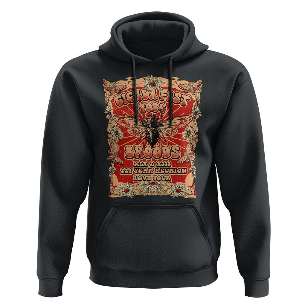 Cicada Fest 2024 Hoodie Broods XIII & XIX 221 Year Reunion Tour TS09 Black Print Your Wear